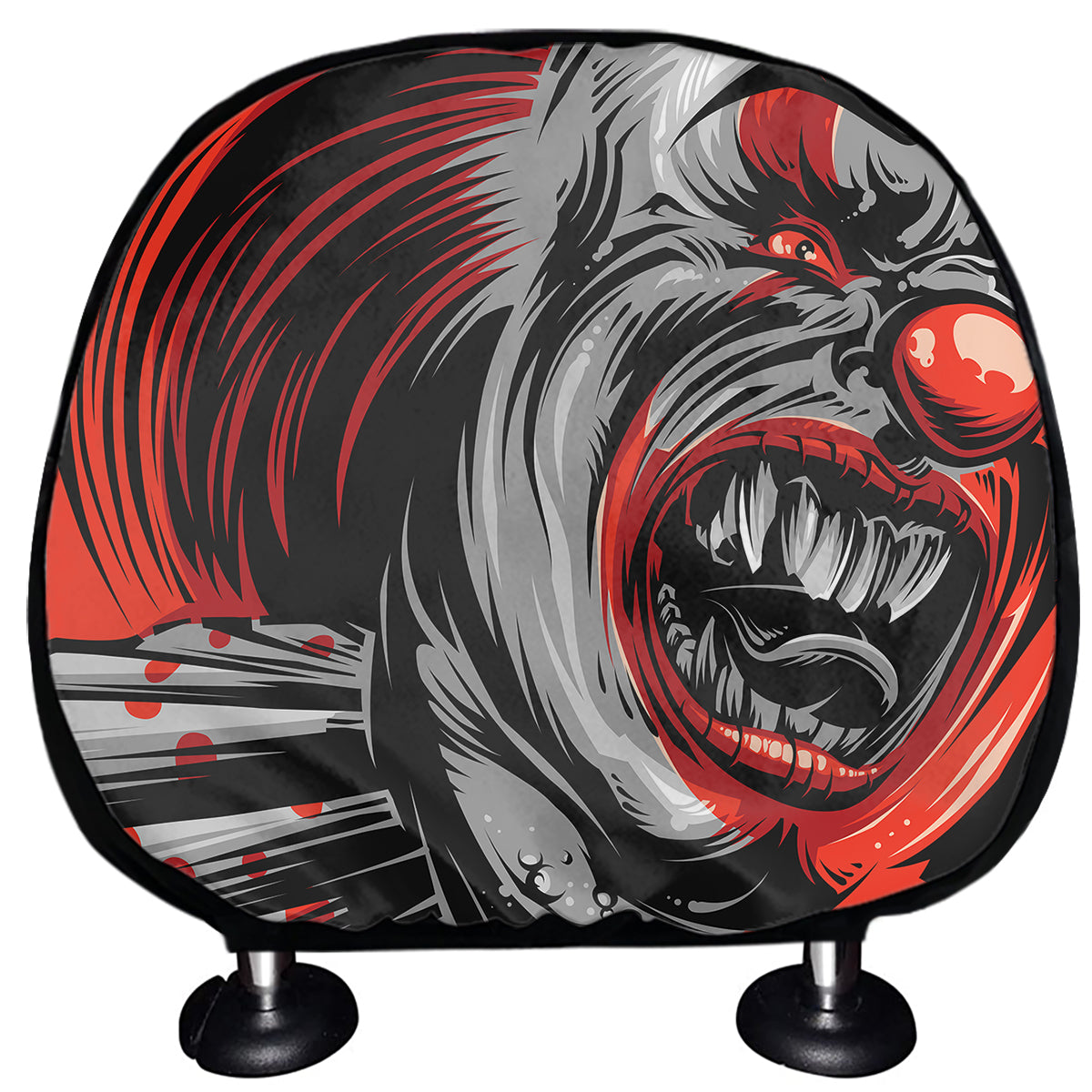 Evil Clown Print Car Headrest Covers