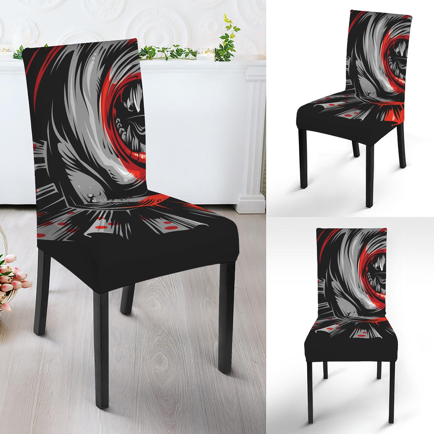 Evil Clown Print Dining Chair Slipcover
