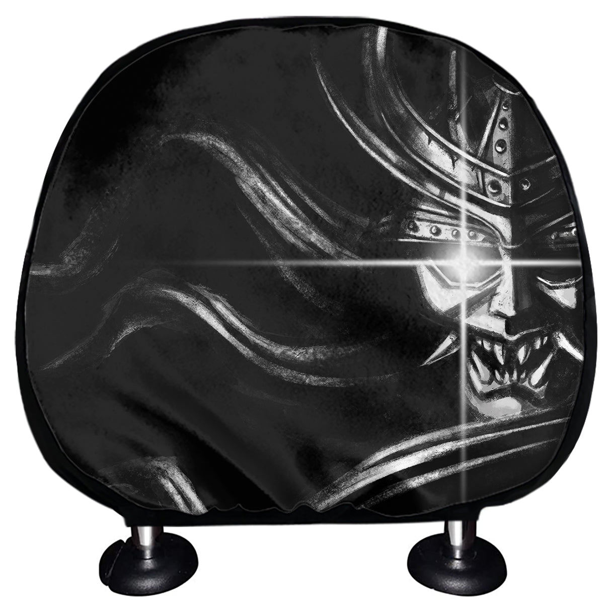 Evil Samurai Mask Print Car Headrest Covers