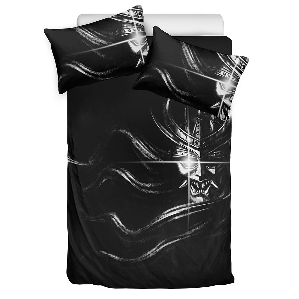 Evil Samurai Mask Print Duvet Cover Bedding Set