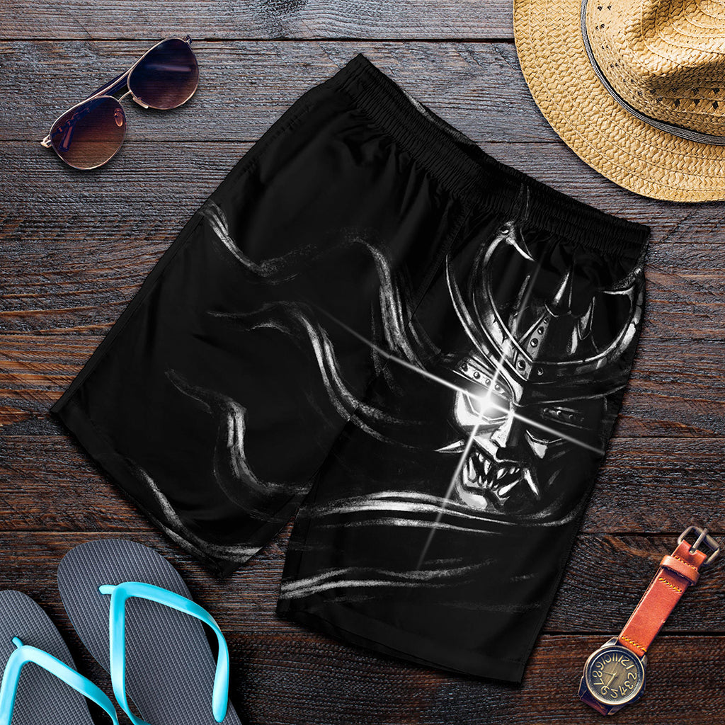 Evil Samurai Mask Print Men's Shorts
