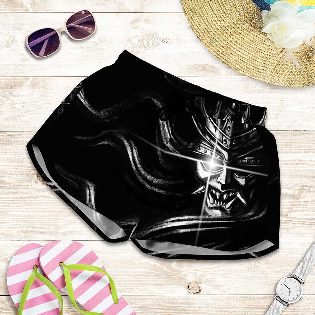 Evil Samurai Mask Print Women's Shorts