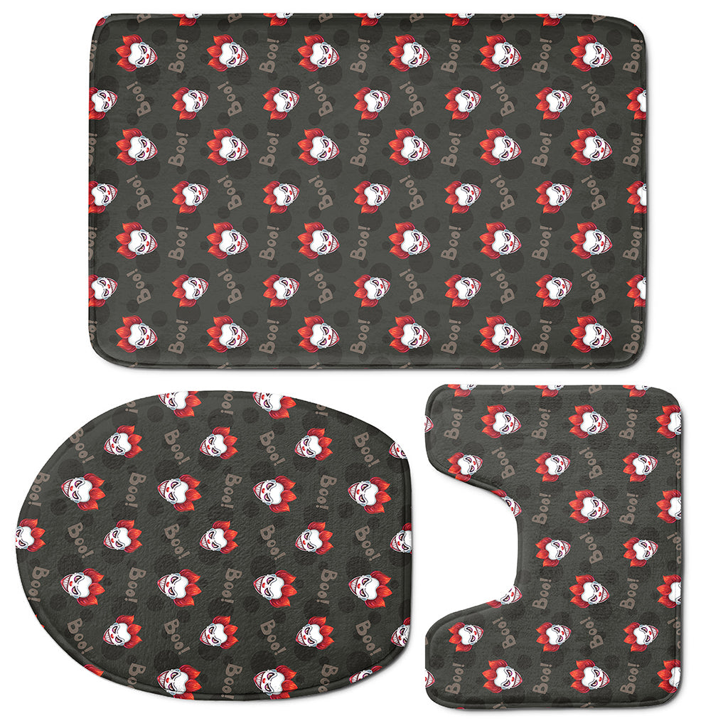 Evil Scary Clown Pattern Print 3 Piece Bath Mat Set