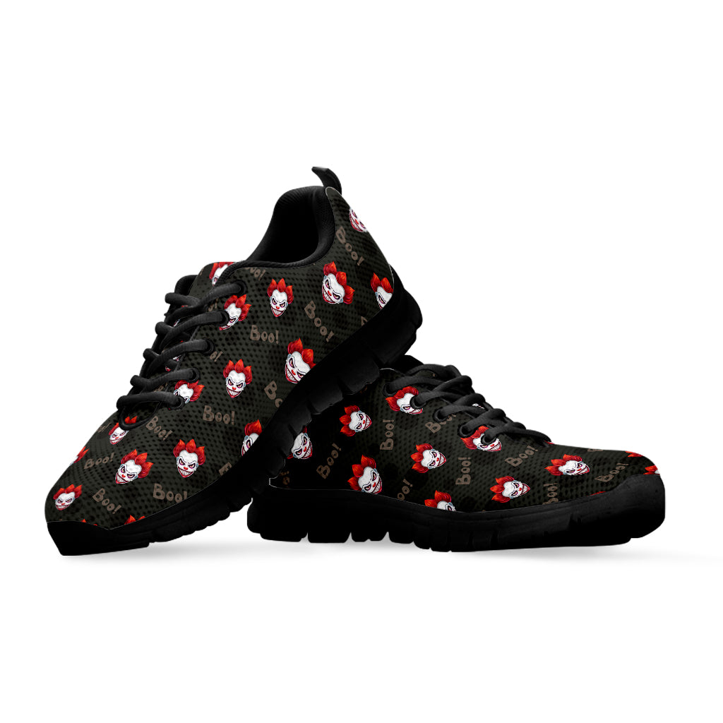 Evil Scary Clown Pattern Print Black Sneakers
