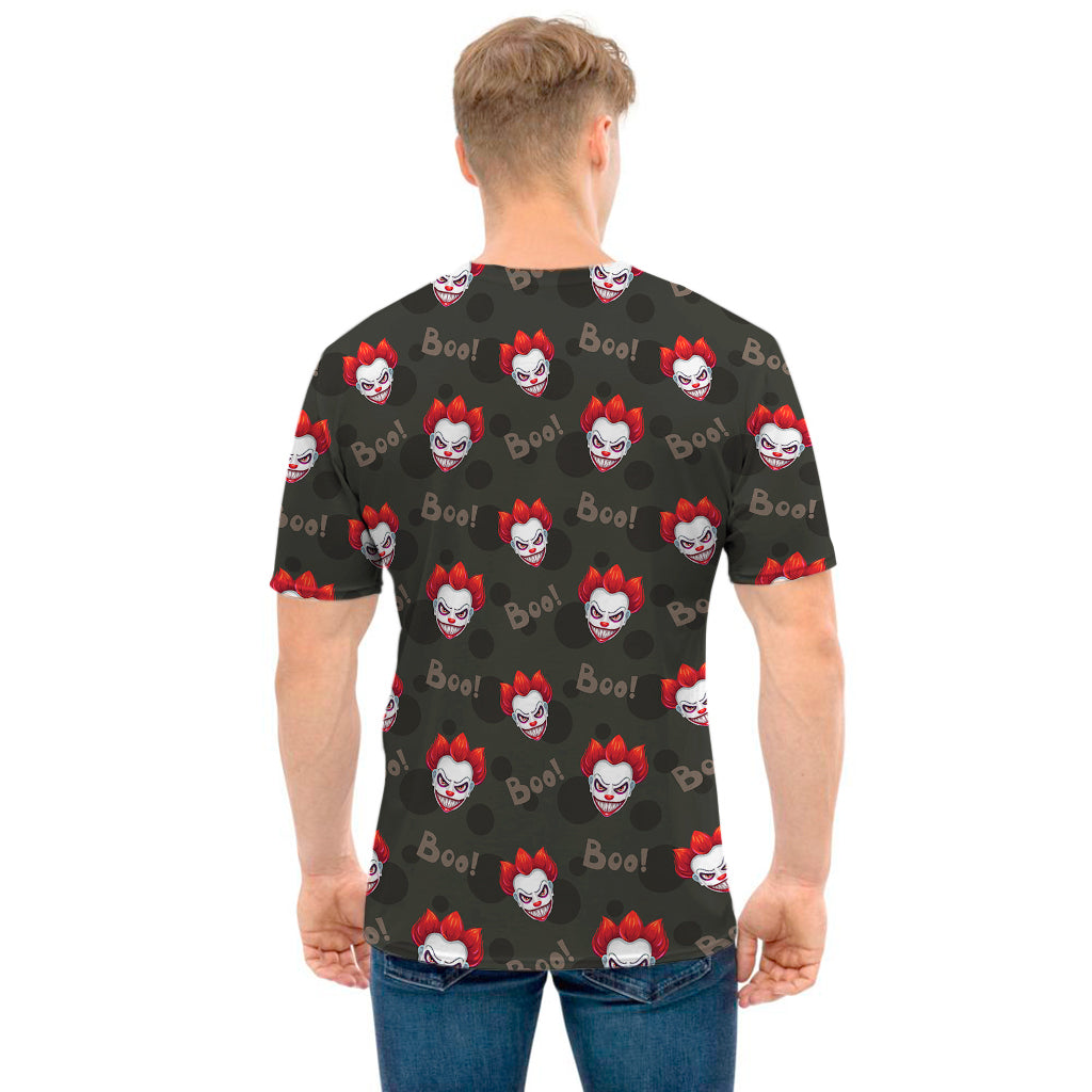 Evil Scary Clown Pattern Print Men's T-Shirt