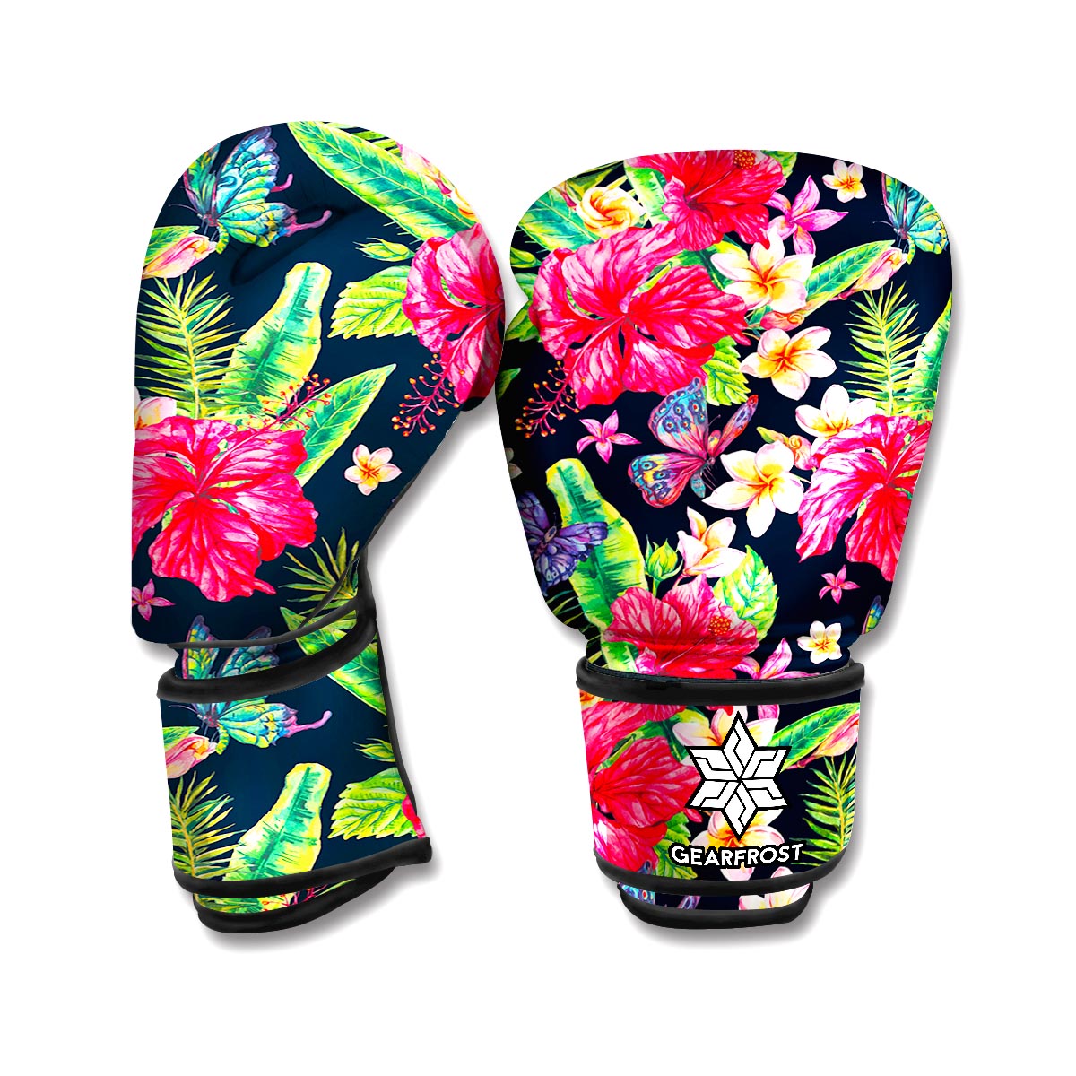 Exotic Hibiscus Flowers Pattern Print Boxing Gloves