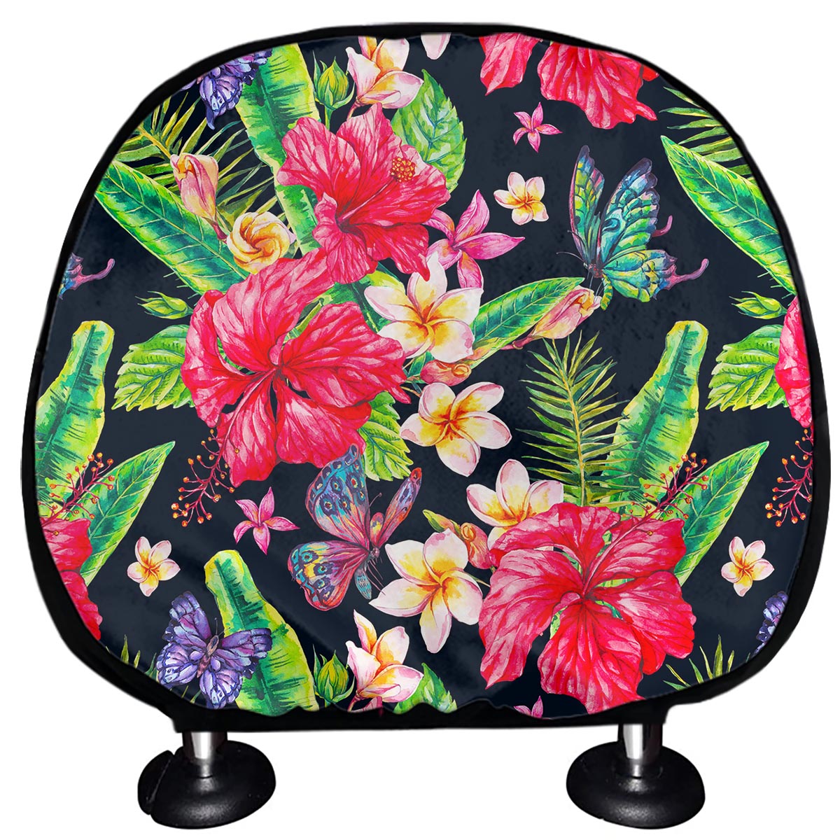 Exotic Hibiscus Flowers Pattern Print Car Headrest Covers