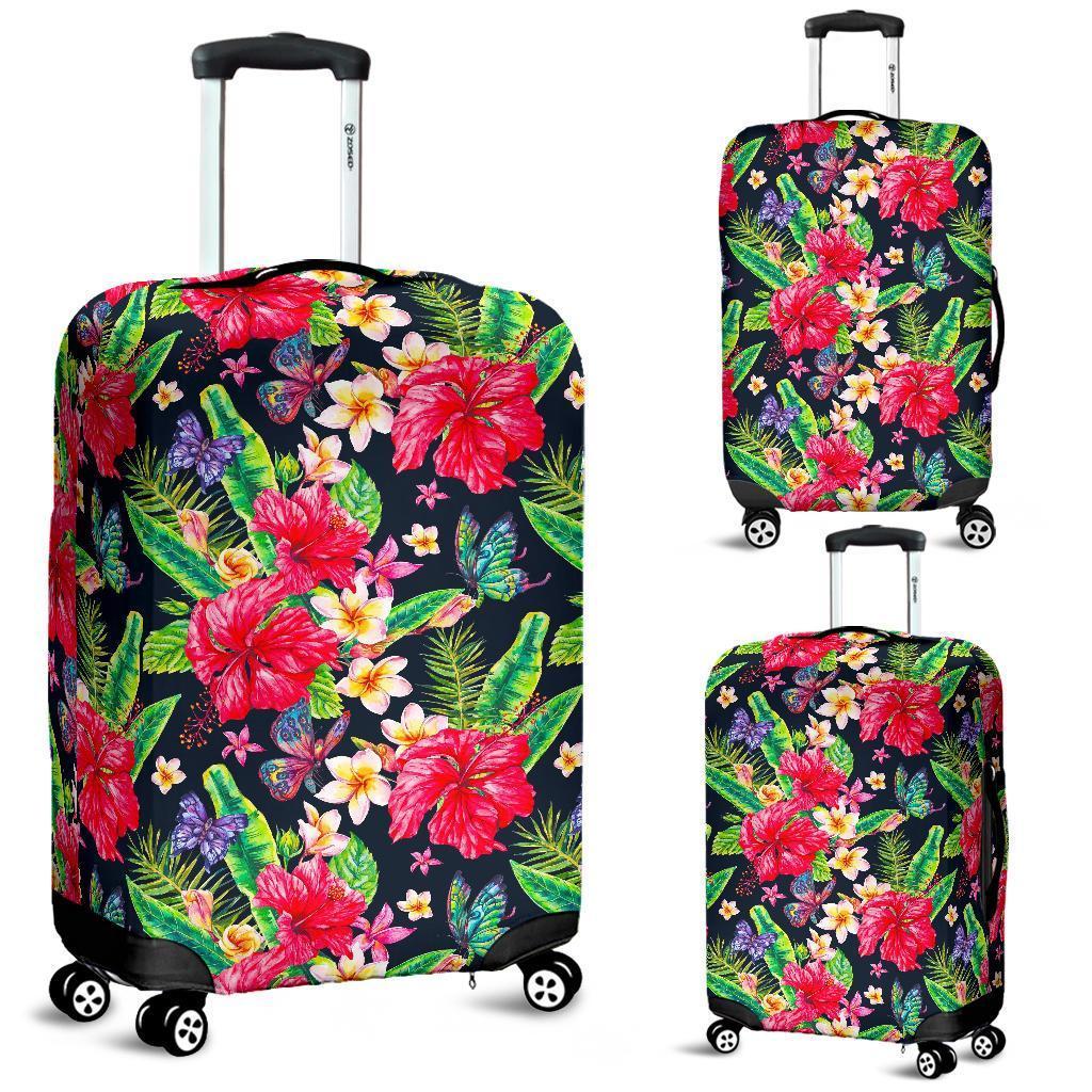 Exotic Hibiscus Flowers Pattern Print Luggage Cover GearFrost