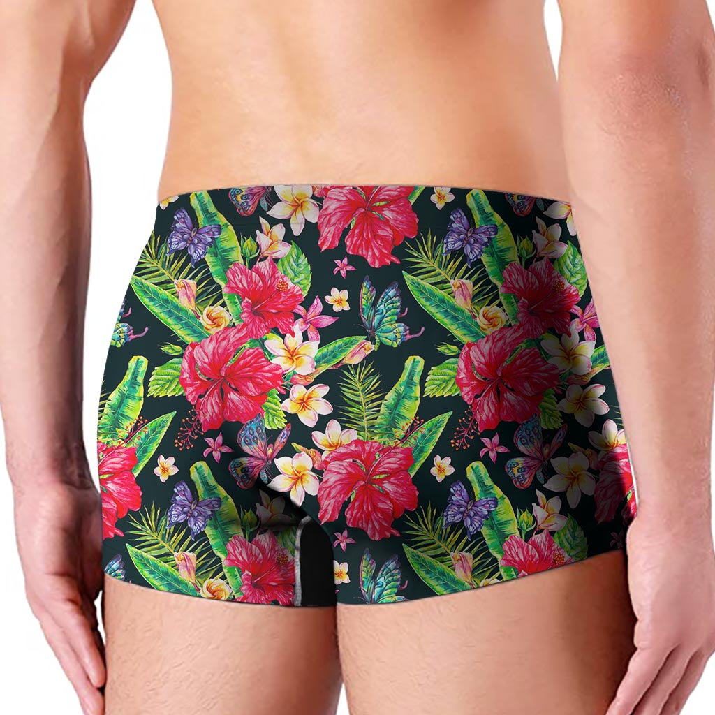 Exotic Hibiscus Flowers Pattern Print Men's Boxer Briefs