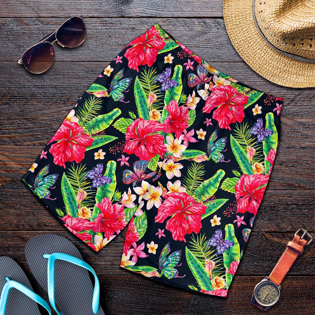 Exotic Hibiscus Flowers Pattern Print Men's Shorts