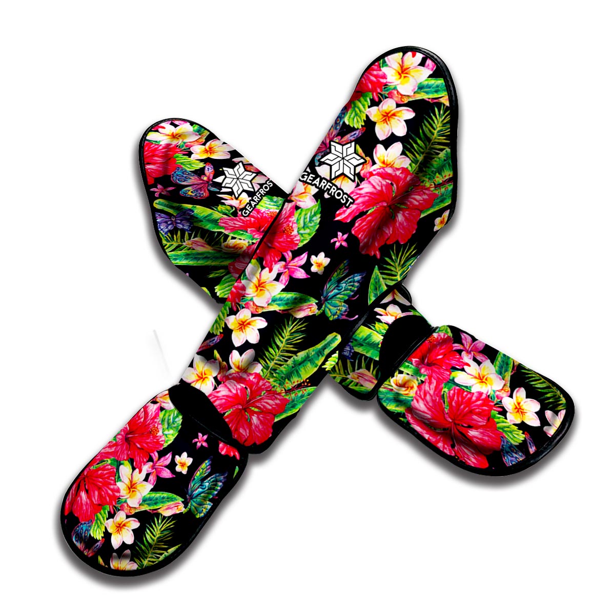 Exotic Hibiscus Flowers Pattern Print Muay Thai Shin Guard