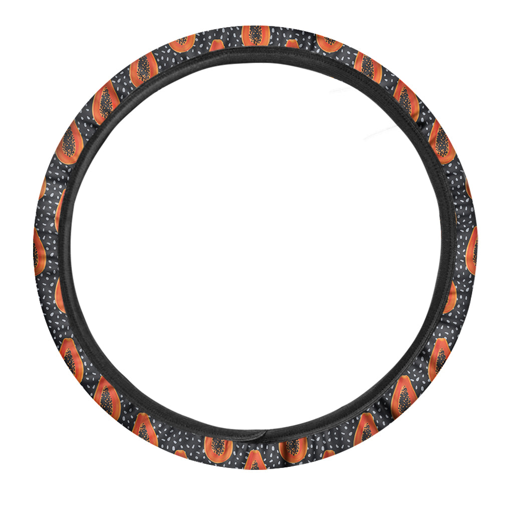 Exotic Papaya Pattern Print Car Steering Wheel Cover