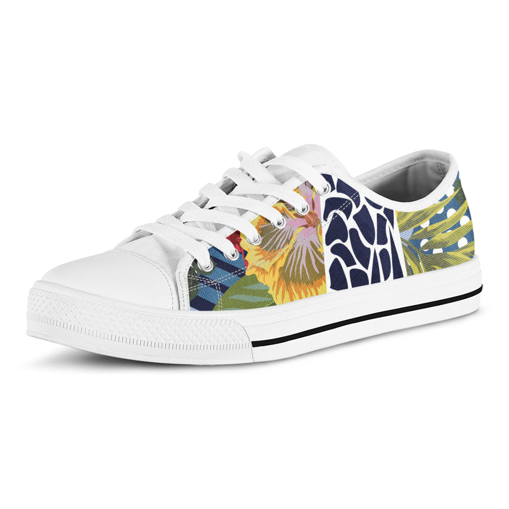 Exotic Patchwork Pattern Print White Low Top Shoes
