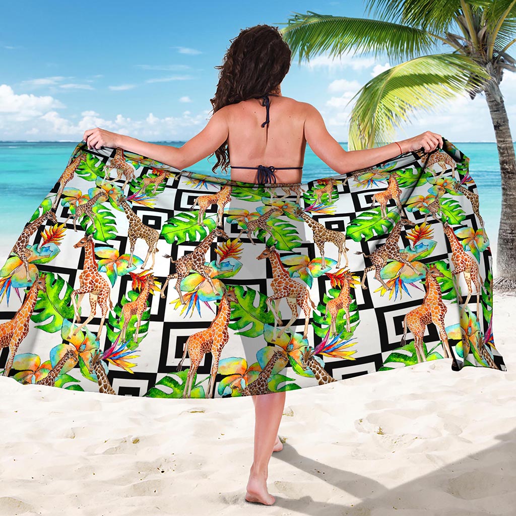 Exotic Tropical Giraffe Pattern Print Beach Sarong Wrap