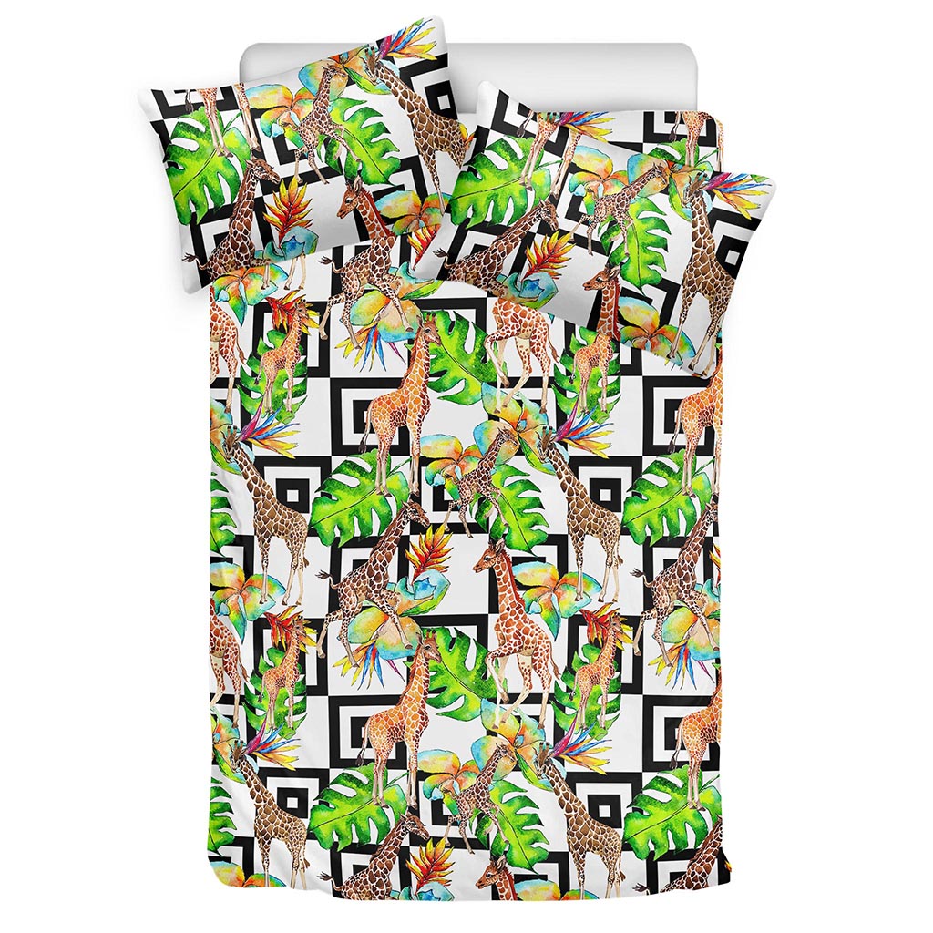 Exotic Tropical Giraffe Pattern Print Duvet Cover Bedding Set