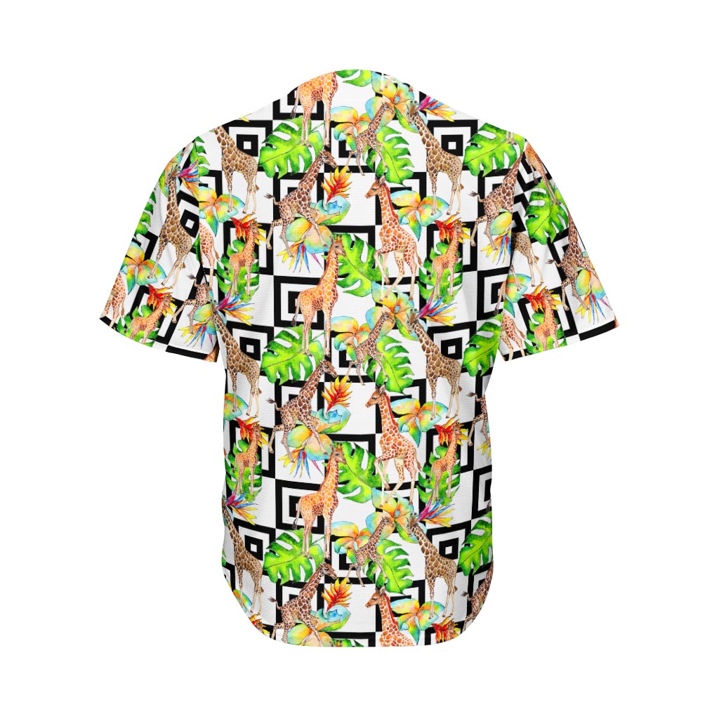 Exotic Tropical Giraffe Pattern Print Men's Baseball Jersey