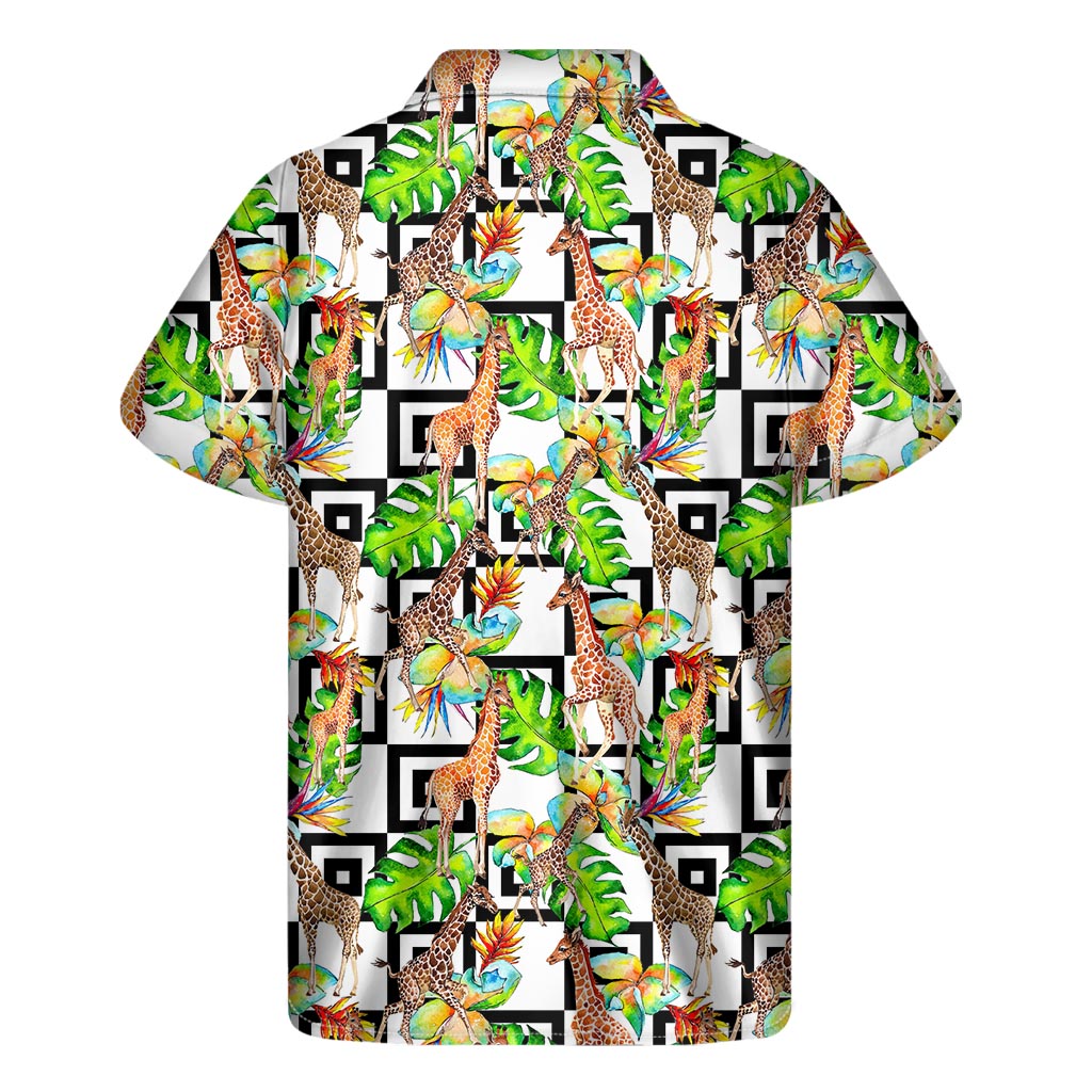Exotic Tropical Giraffe Pattern Print Men's Short Sleeve Shirt