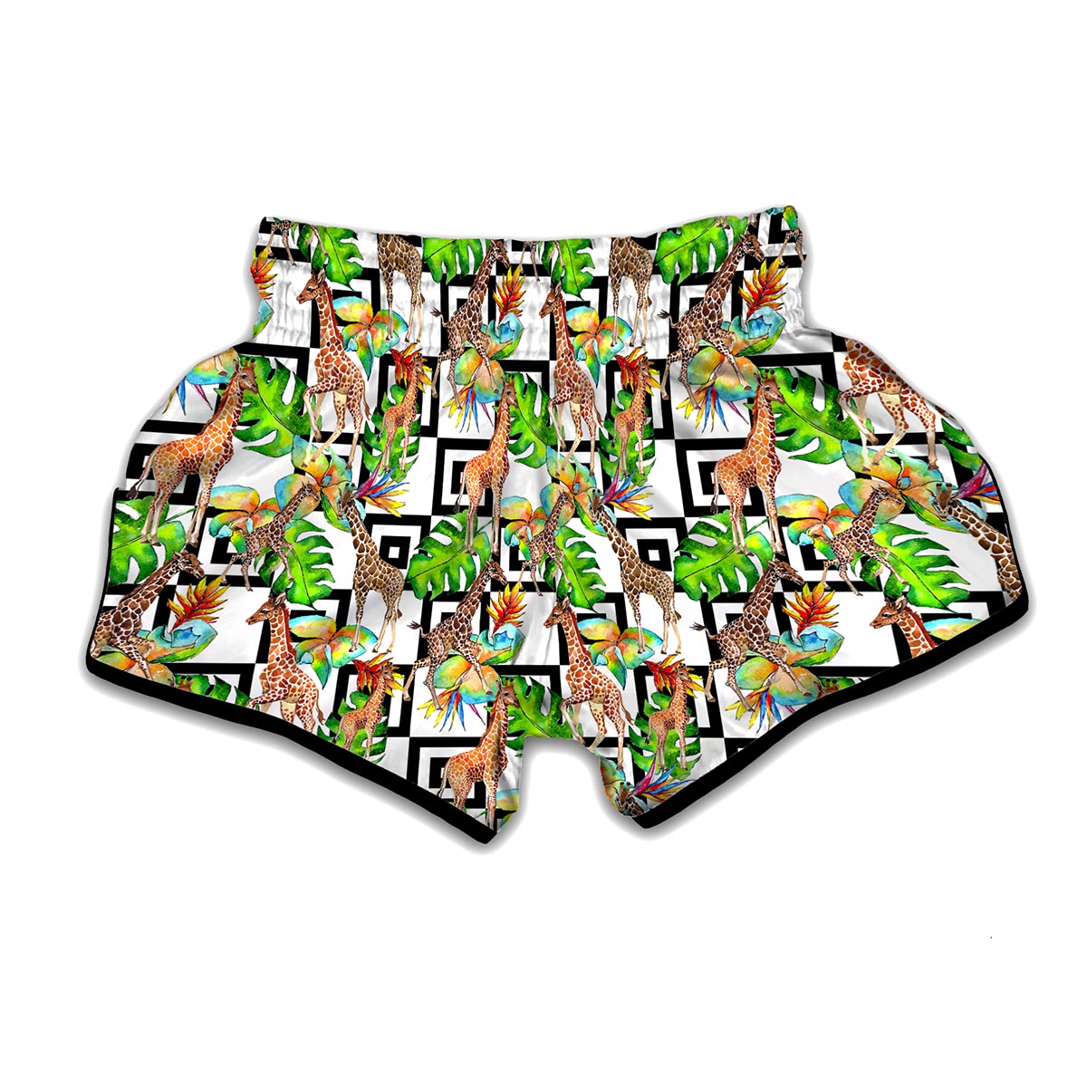 Exotic Tropical Giraffe Pattern Print Muay Thai Boxing Shorts