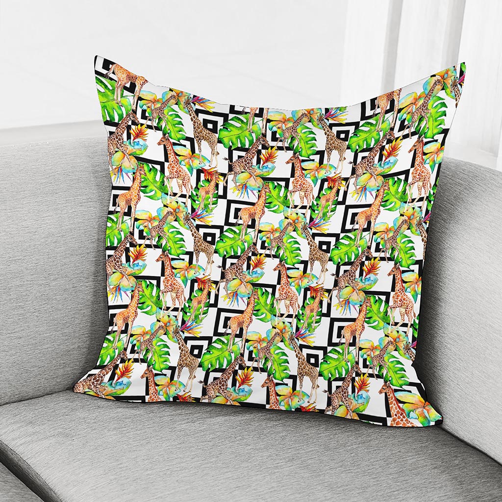 Exotic Tropical Giraffe Pattern Print Pillow Cover