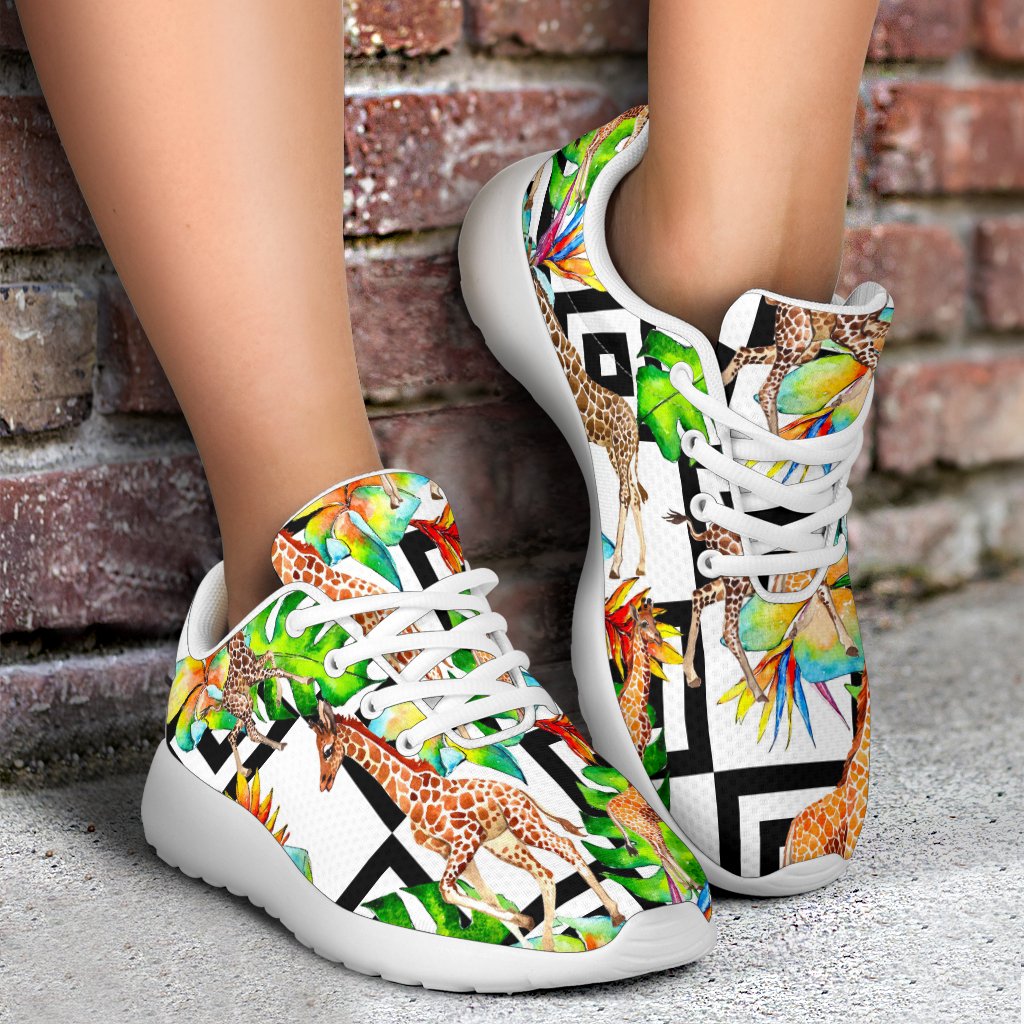Exotic Tropical Giraffe Pattern Print Sport Shoes GearFrost