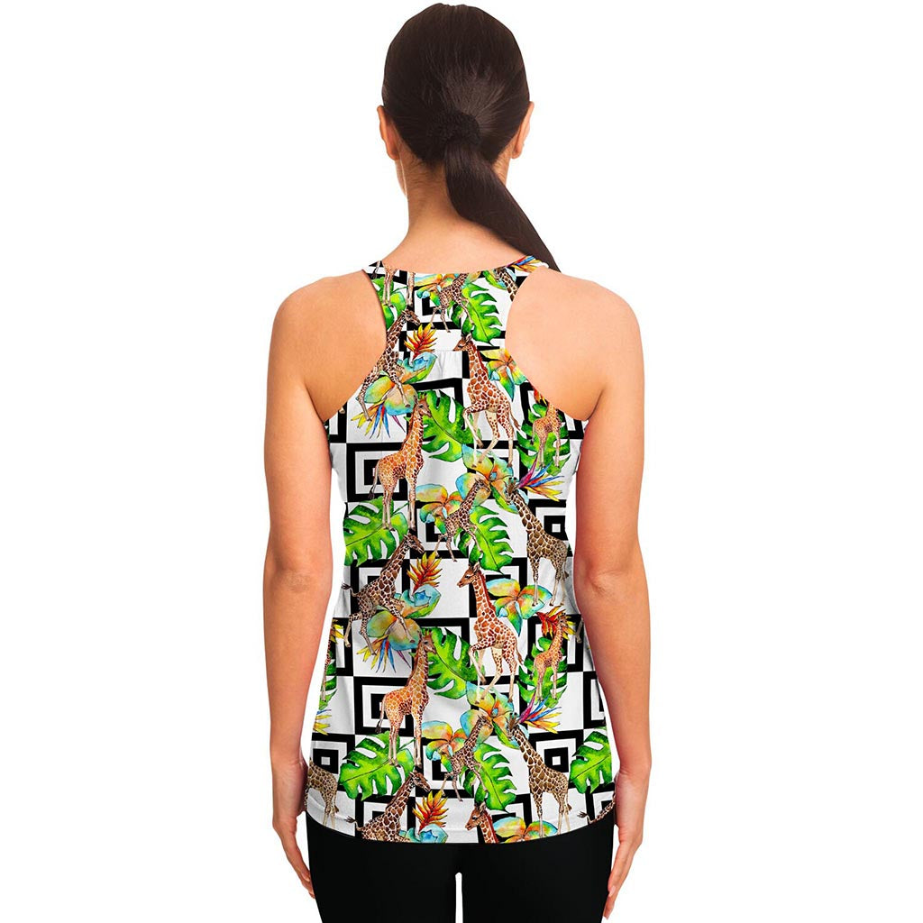 Exotic Tropical Giraffe Pattern Print Women's Racerback Tank Top