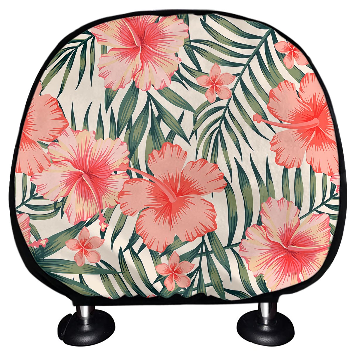 Exotic Tropical Hibiscus Pattern Print Car Headrest Covers
