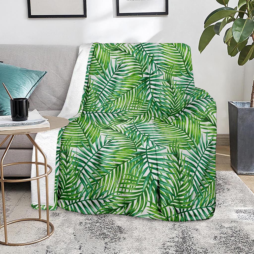 Exotic Tropical Leaf Pattern Print Blanket