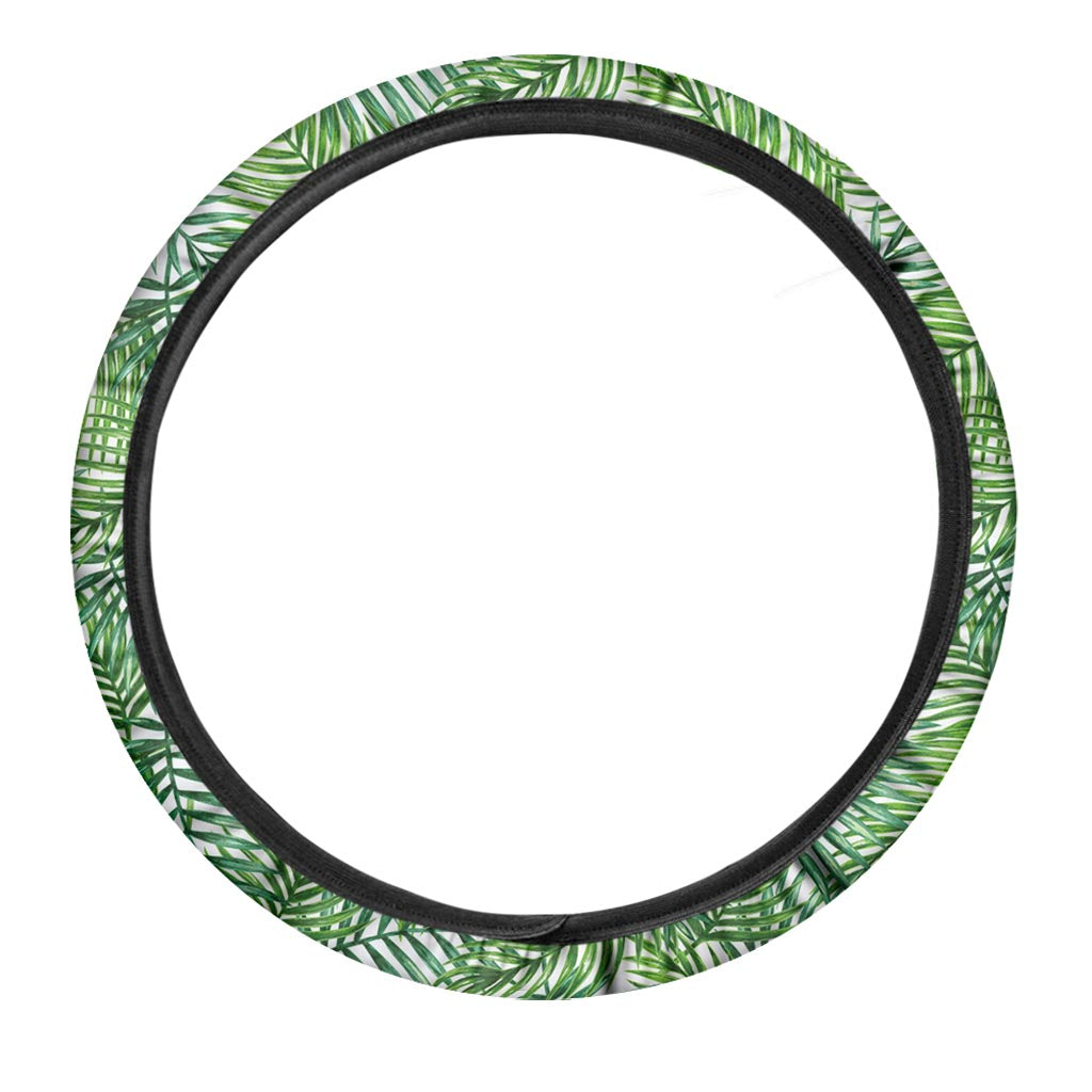 Exotic Tropical Leaf Pattern Print Car Steering Wheel Cover