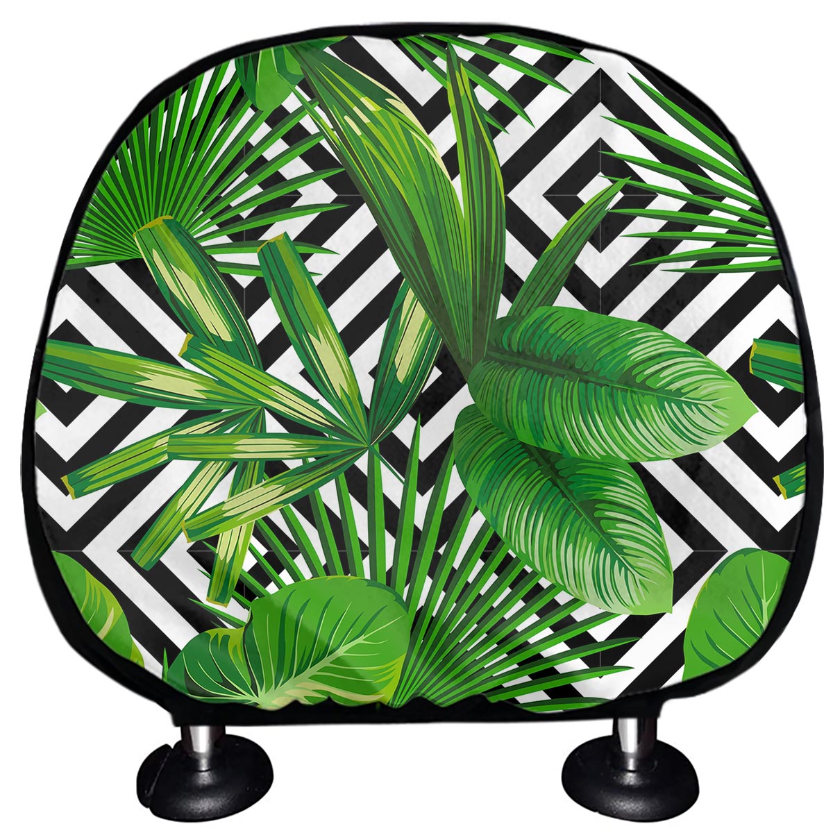 Exotic Tropical Leaves Pattern Print Car Headrest Covers