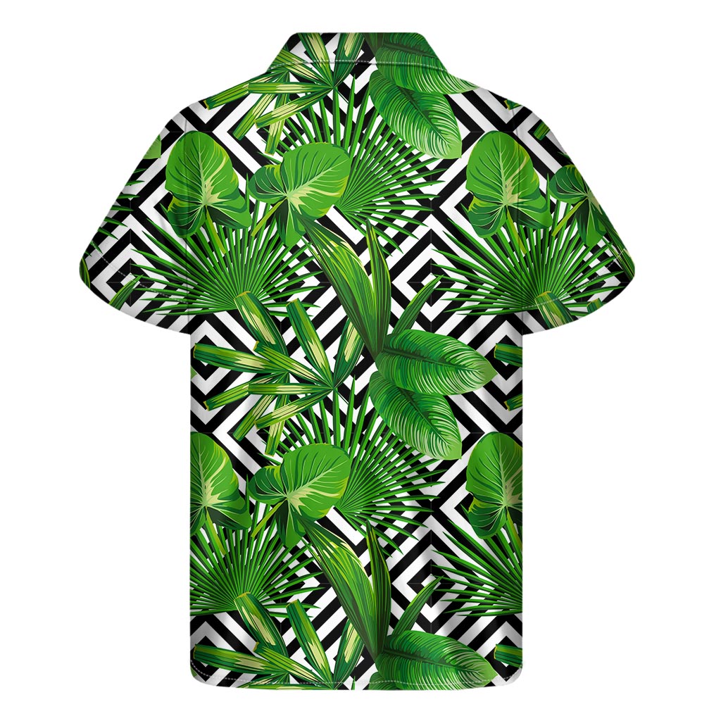 Exotic Tropical Leaves Pattern Print Men's Short Sleeve Shirt