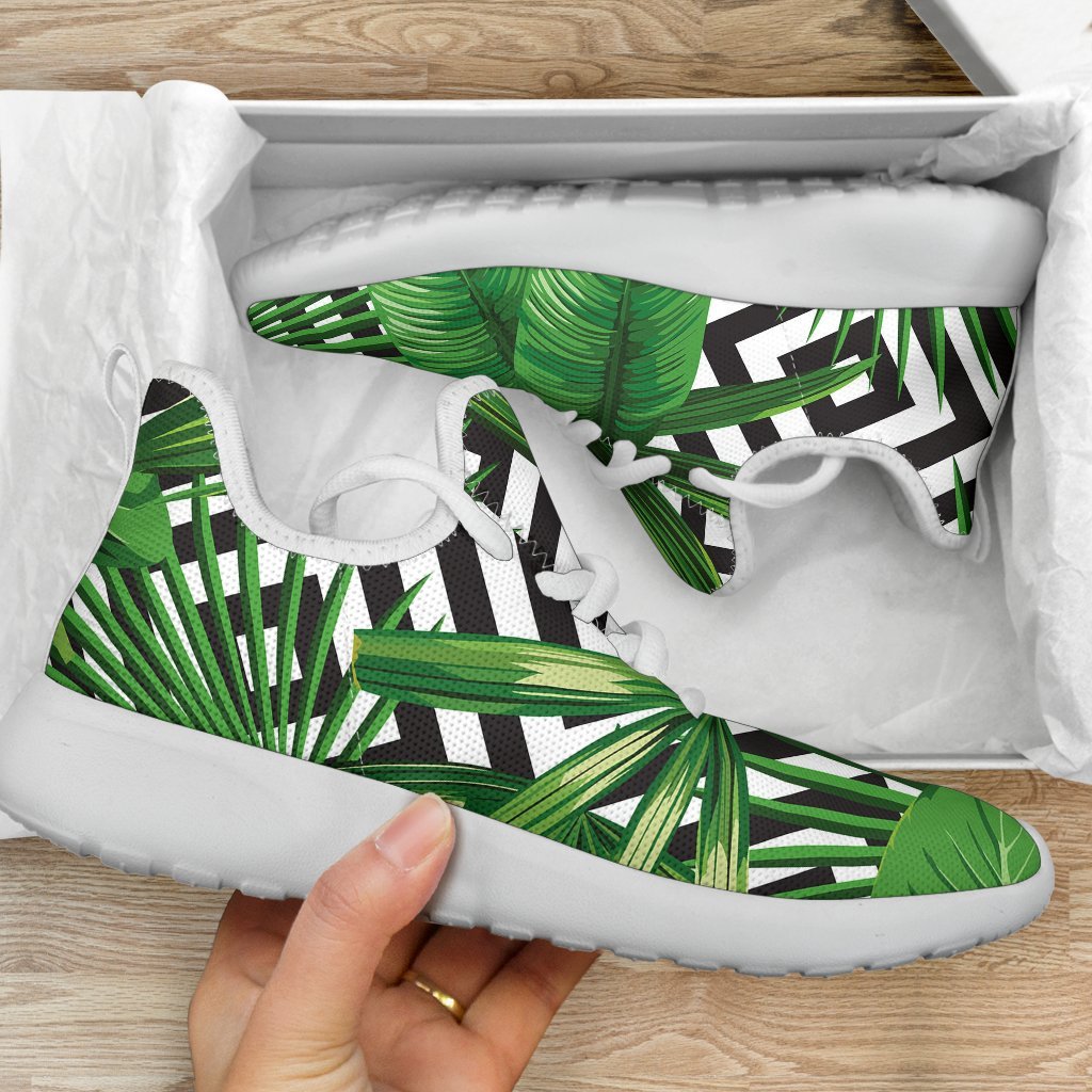 Exotic Tropical Leaves Pattern Print Mesh Knit Shoes GearFrost
