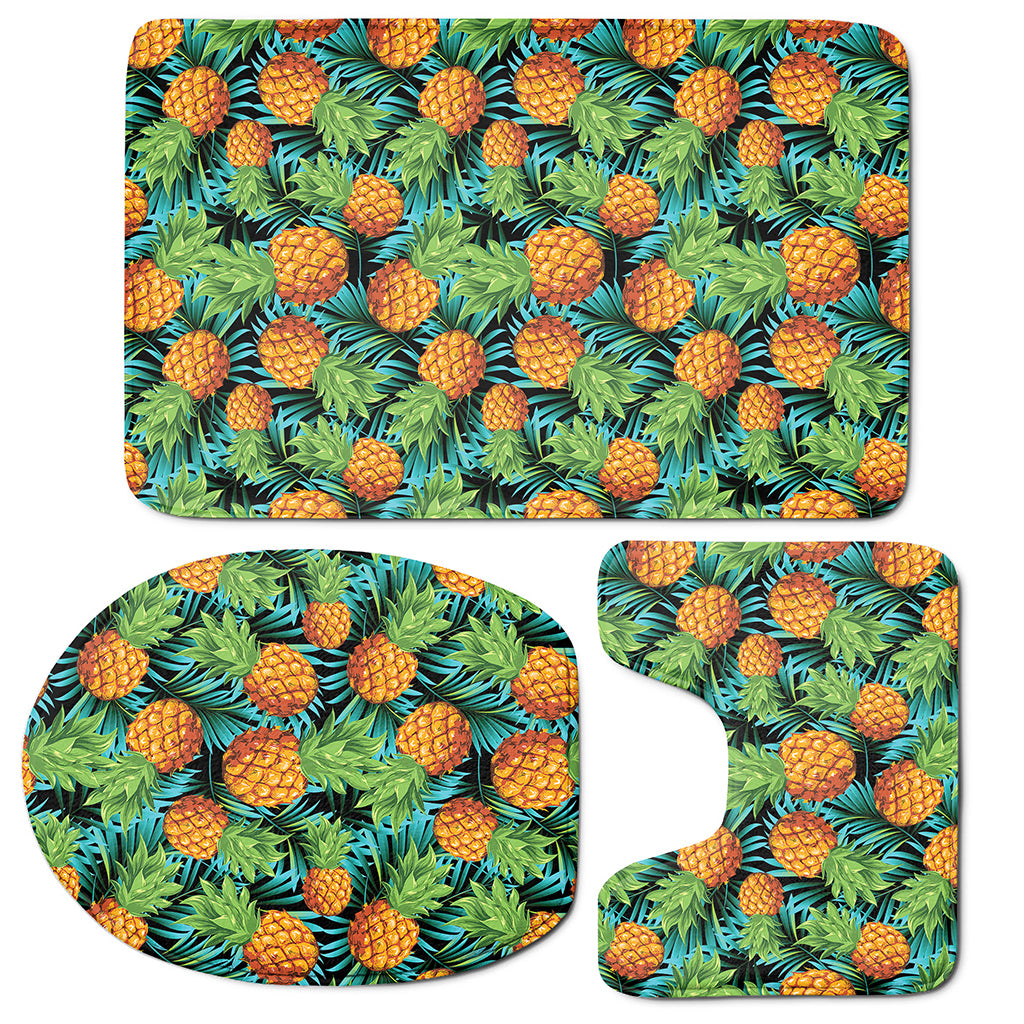 Exotic Tropical Pineapple Pattern Print 3 Piece Bath Mat Set
