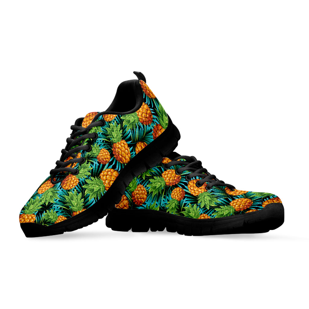 Exotic Tropical Pineapple Pattern Print Black Sneakers