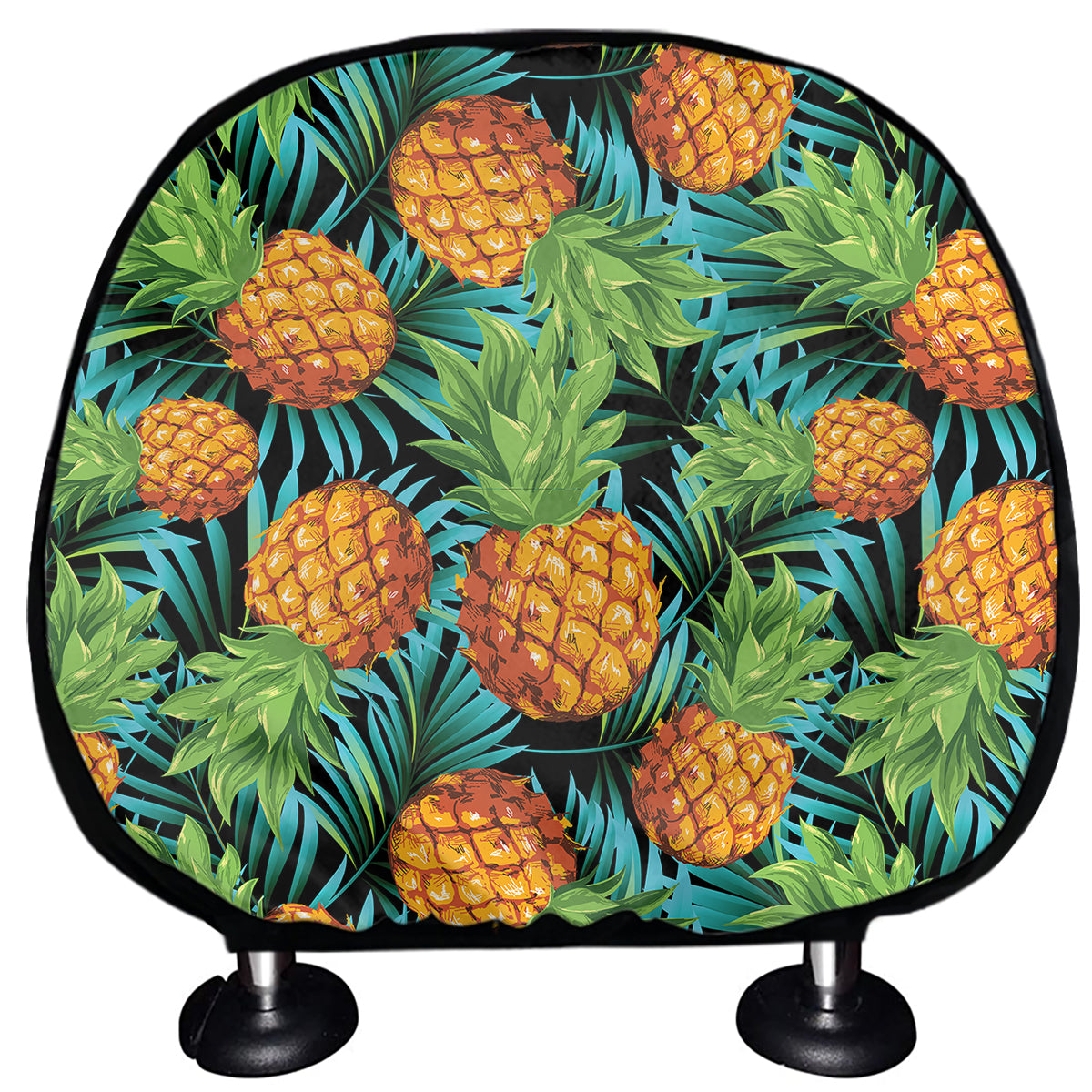 Exotic Tropical Pineapple Pattern Print Car Headrest Covers