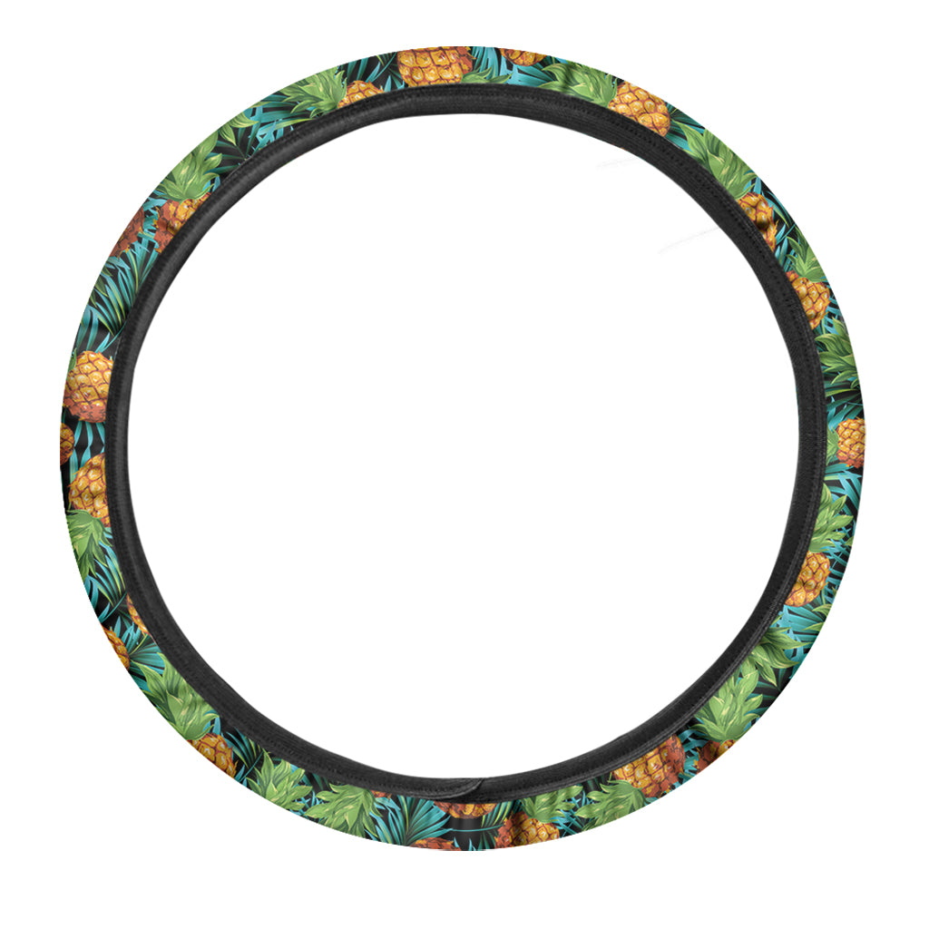 Exotic Tropical Pineapple Pattern Print Car Steering Wheel Cover