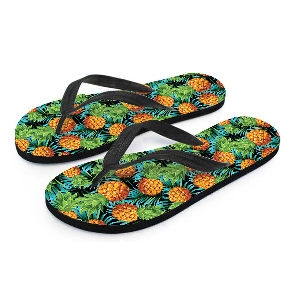 Exotic Tropical Pineapple Pattern Print Flip Flops