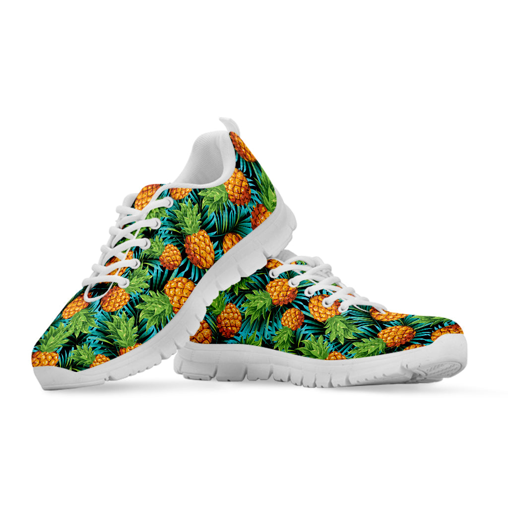 Exotic Tropical Pineapple Pattern Print White Sneakers