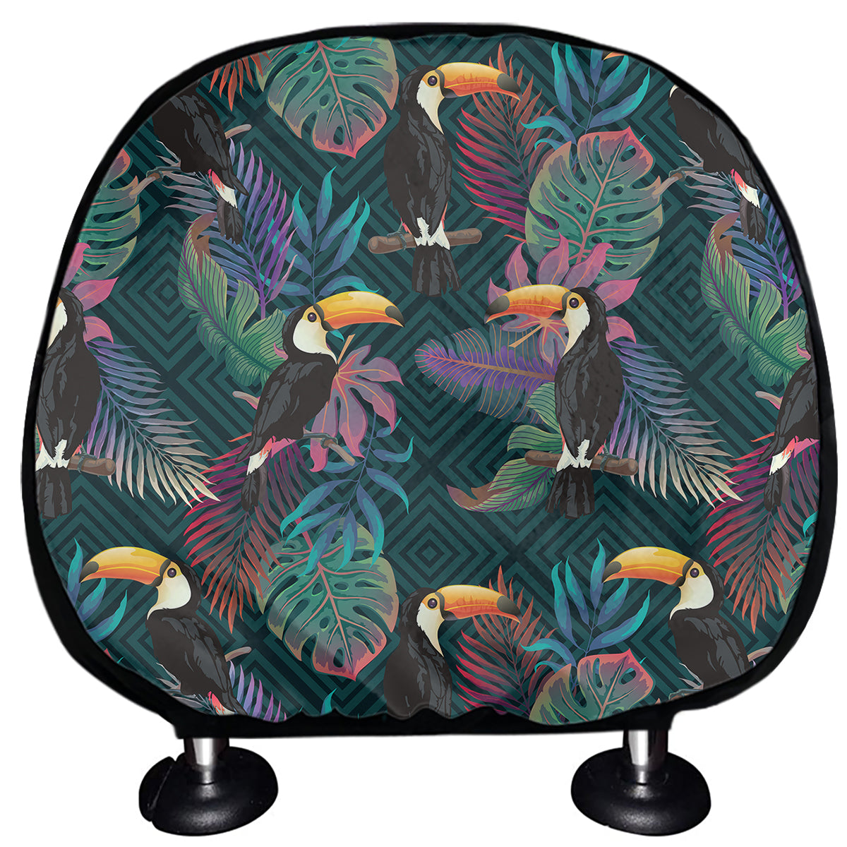 Exotic Tropical Toucan Pattern Print Car Headrest Covers