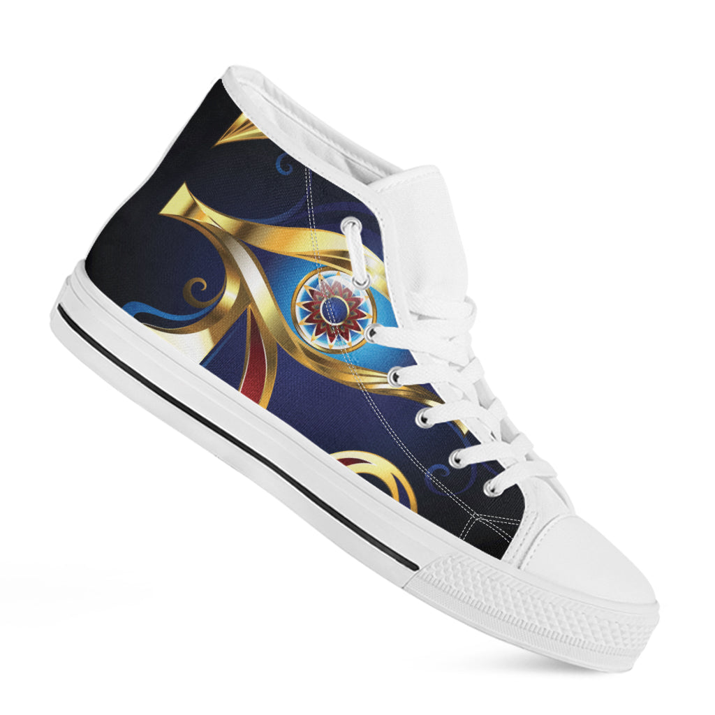 Eye Of Horus Amulet Print White High Top Shoes