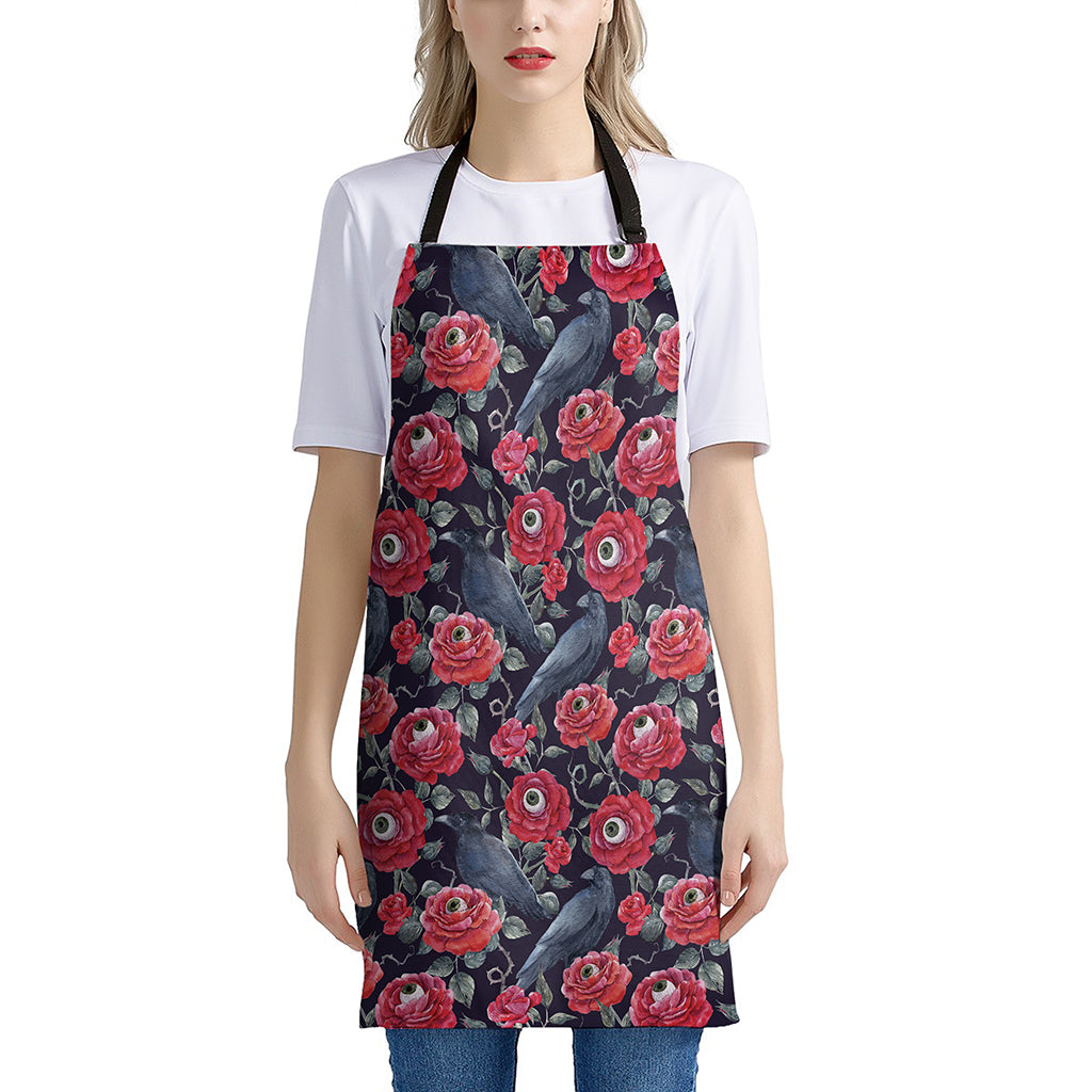 Eyeball Rose Pattern Print Apron