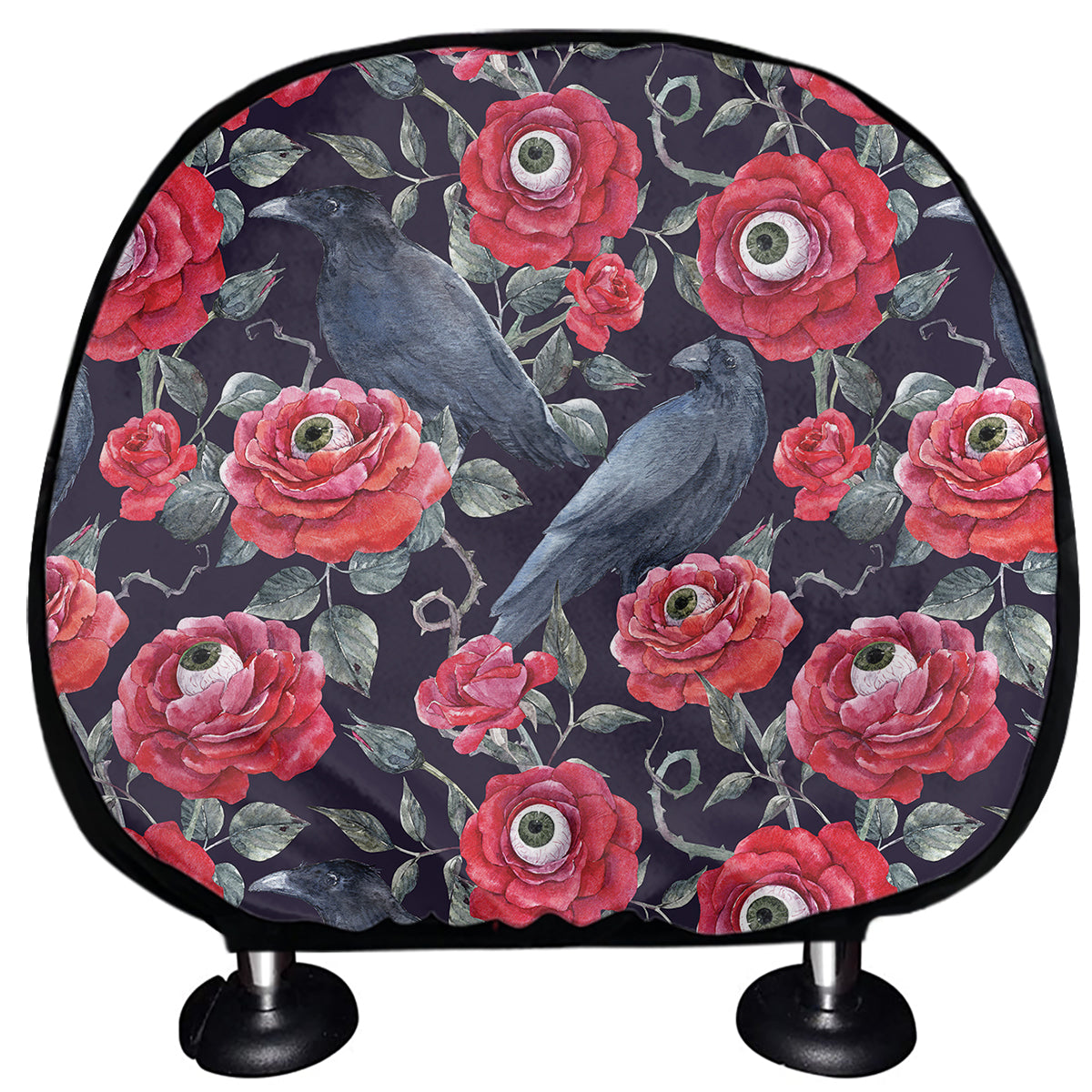 Eyeball Rose Pattern Print Car Headrest Covers
