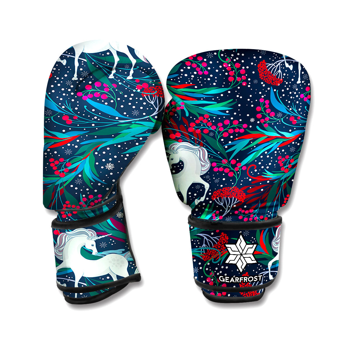 Fairy Floral Unicorn Pattern Print Boxing Gloves