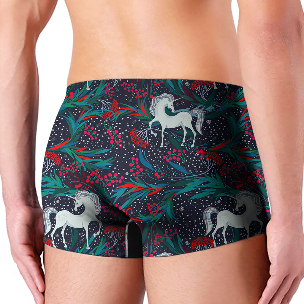 Fairy Floral Unicorn Pattern Print Men's Boxer Briefs