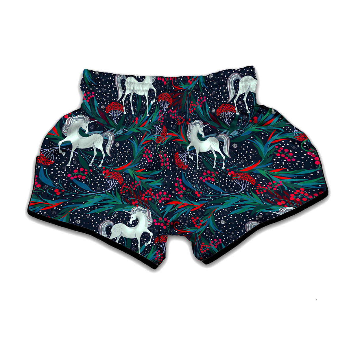 Fairy Floral Unicorn Pattern Print Muay Thai Boxing Shorts