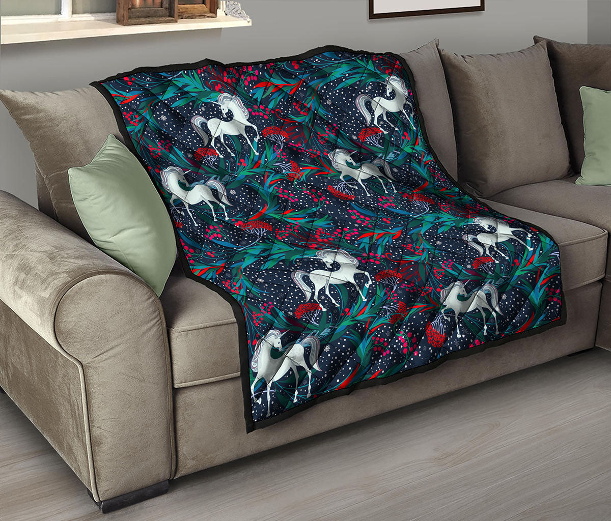 Fairy Floral Unicorn Pattern Print Quilt