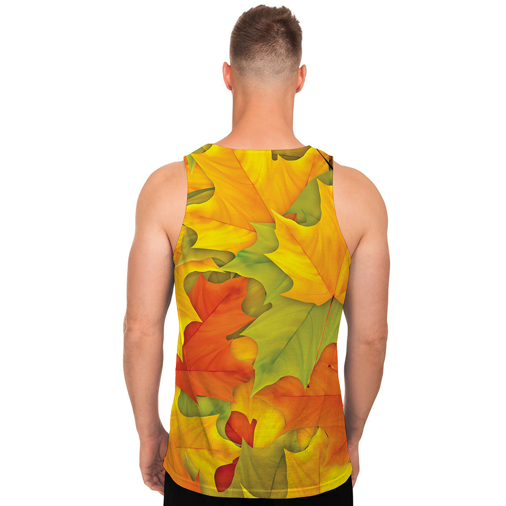 Fall Autumn Maple Leaves Print Men's Tank Top
