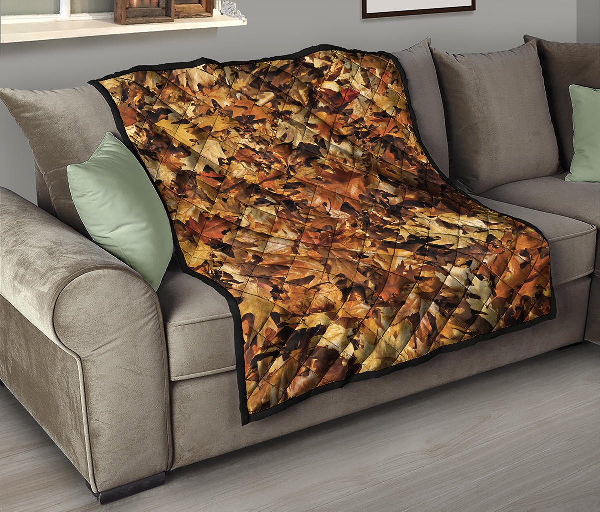 Fall Leaves Hunting Camouflage Print Quilt