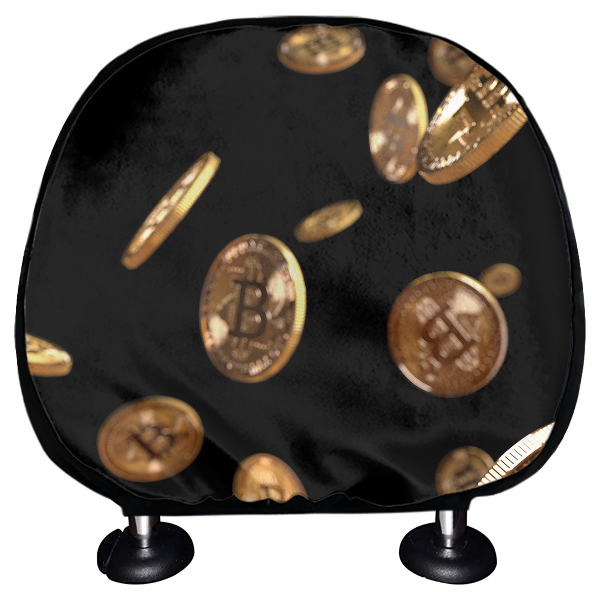 Falling Bitcoin Print Car Headrest Covers