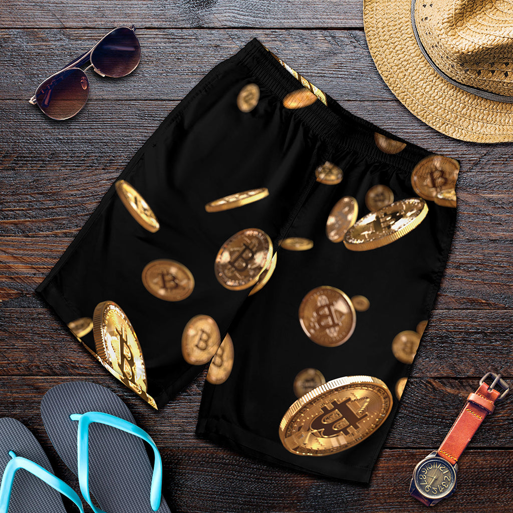 Falling Bitcoin Print Men's Shorts