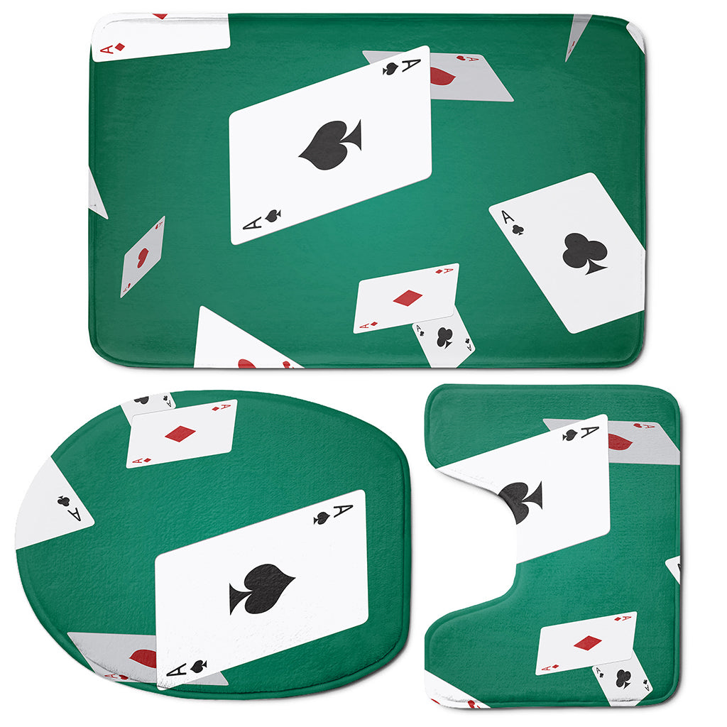 Falling Poker Cards Print 3 Piece Bath Mat Set